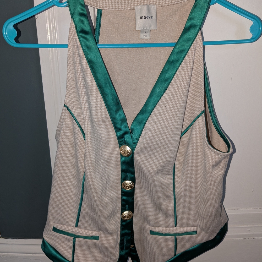 Maeve Beige and Green Vest